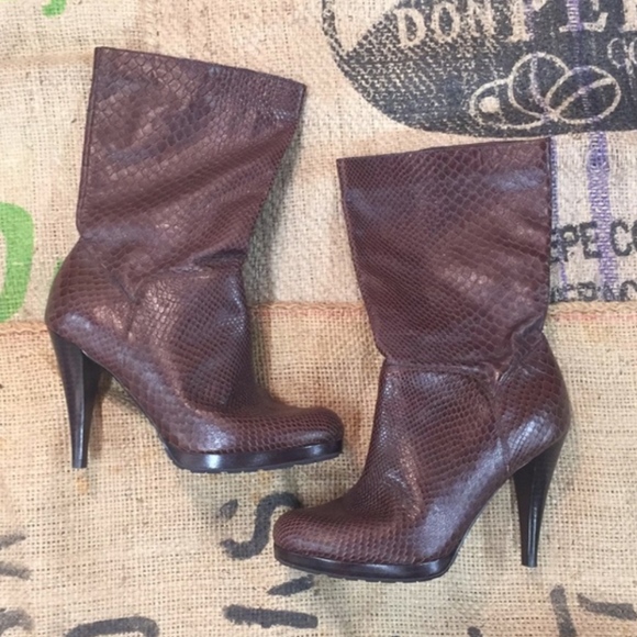 Cole Haan snake skin leather heeled boot - Picture 1 of 8